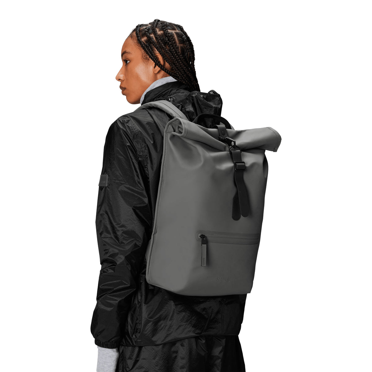 Rains Rolltop Rucksack, Grey – Goodnotes.no