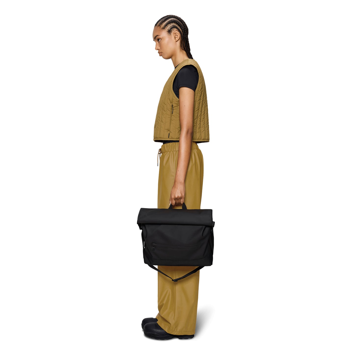 Rains Trail Rolltop Messenger Bag, Black