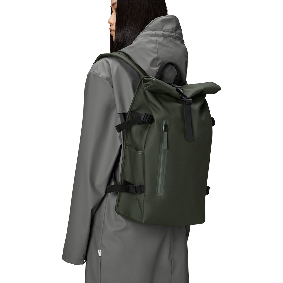 Rains Rolltop Rucksack Large, Green – Goodnotes.no