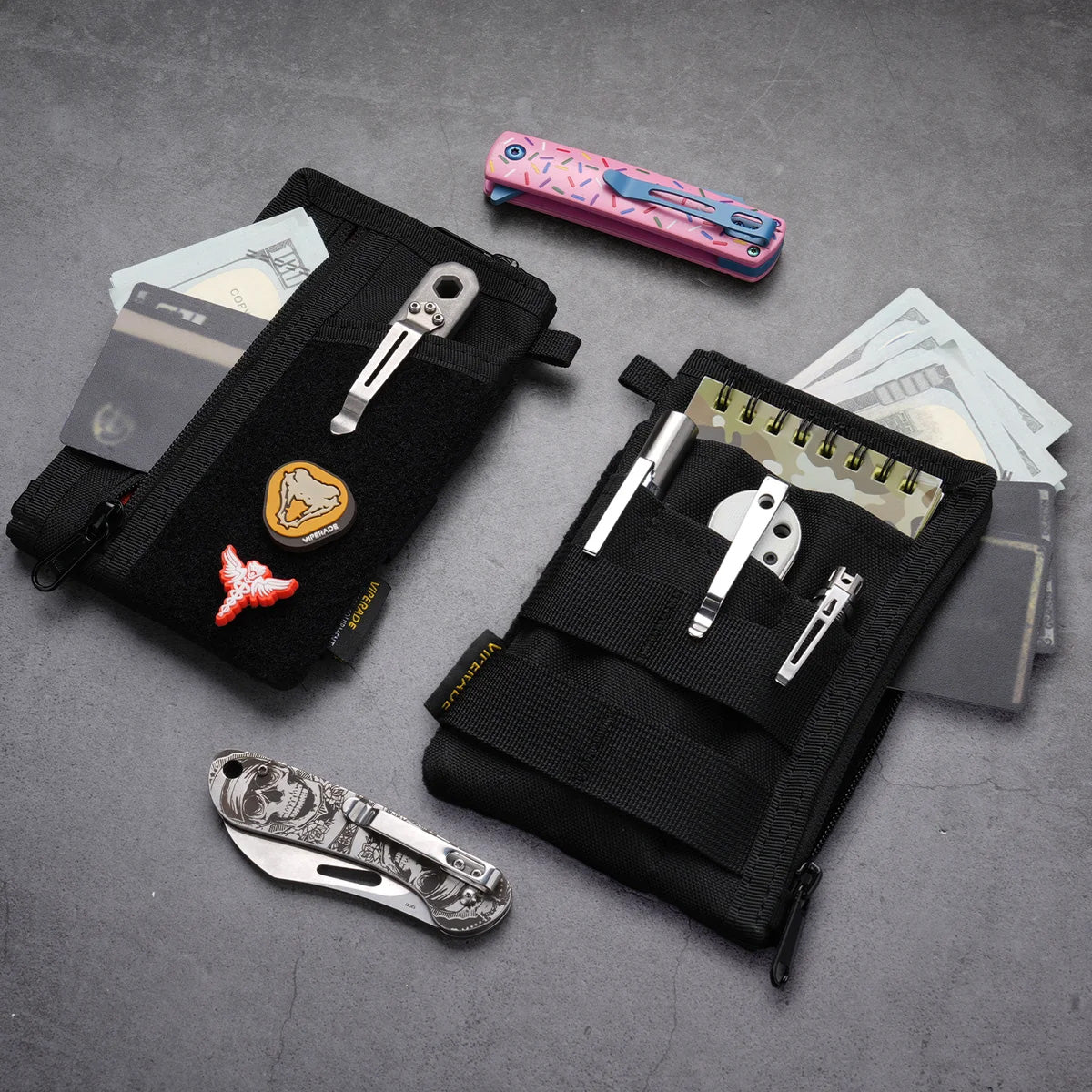 Viperade VE36 Pocket Organizer, VE36-SD (Zipper from side to bottom), Black
