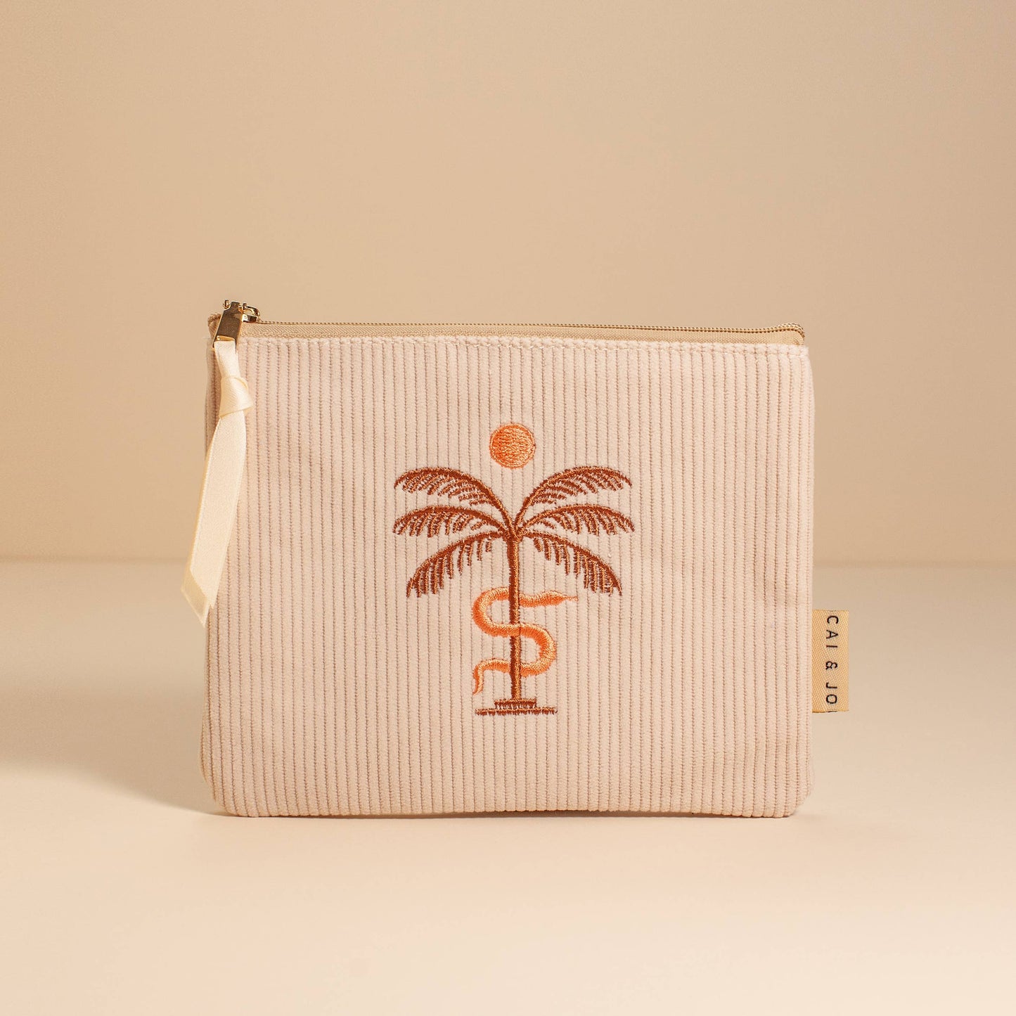 Cai & Jo Corduroy Pouch, Stone