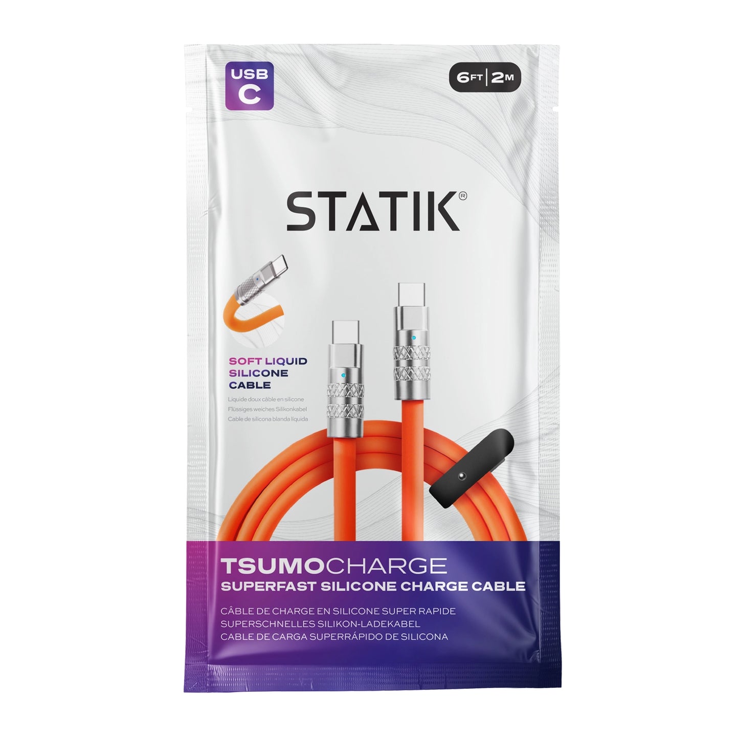 Statik® TsumoCharge 100 W USB-C To USB-C Cable 2 m, Orange