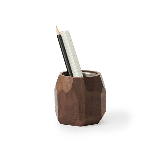 Oakywood Geometric Pen Pot, Walnut