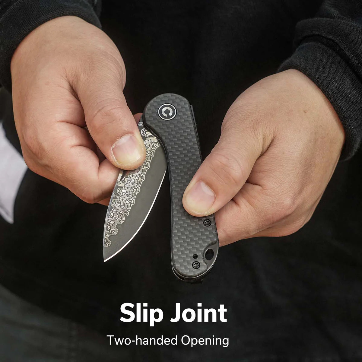 Civivi Elementum Slip Joint, Twill Carbon Fiber / Damascus