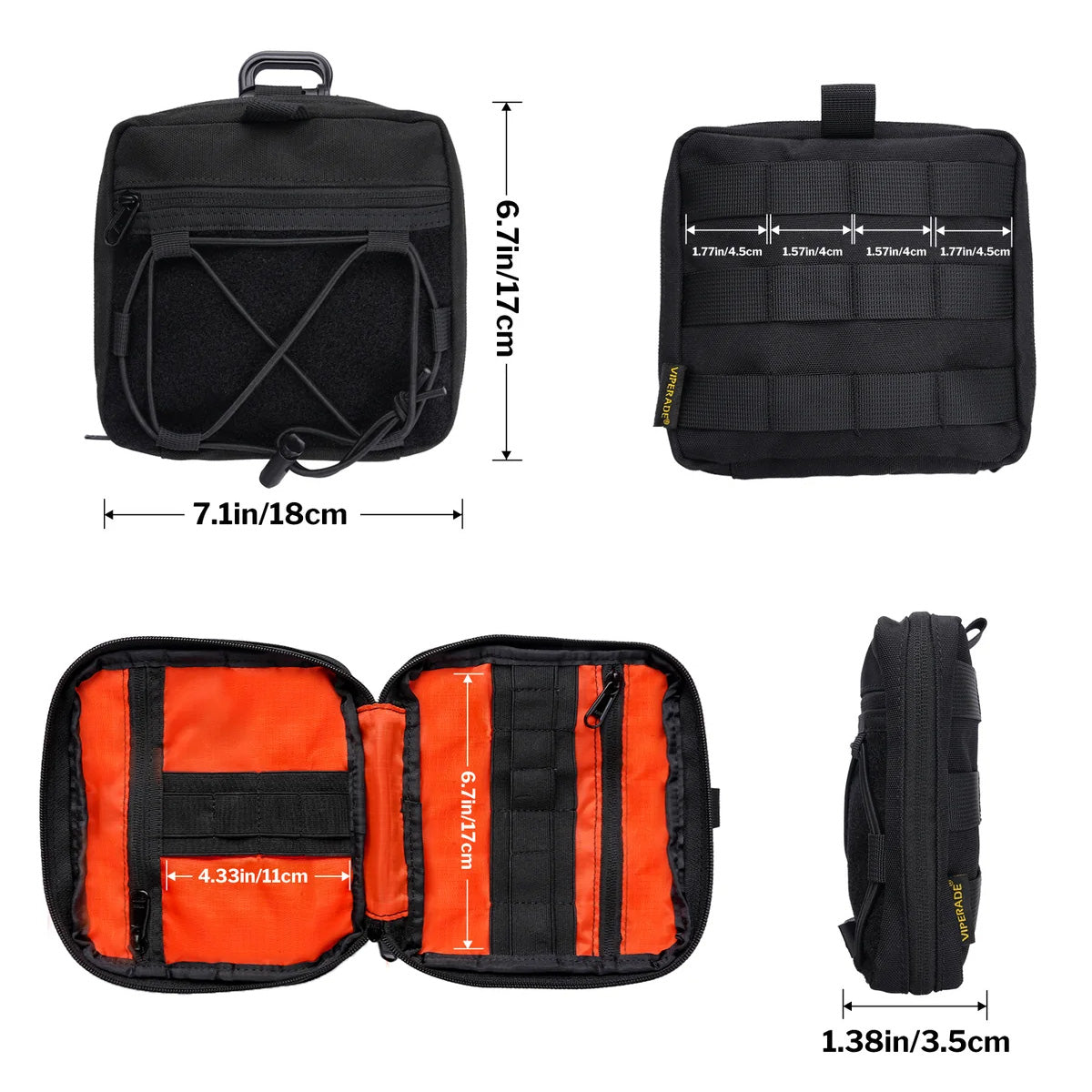 Viperade CHP3 Small Admin Pouch for Tactical Backpack or Vest, Black