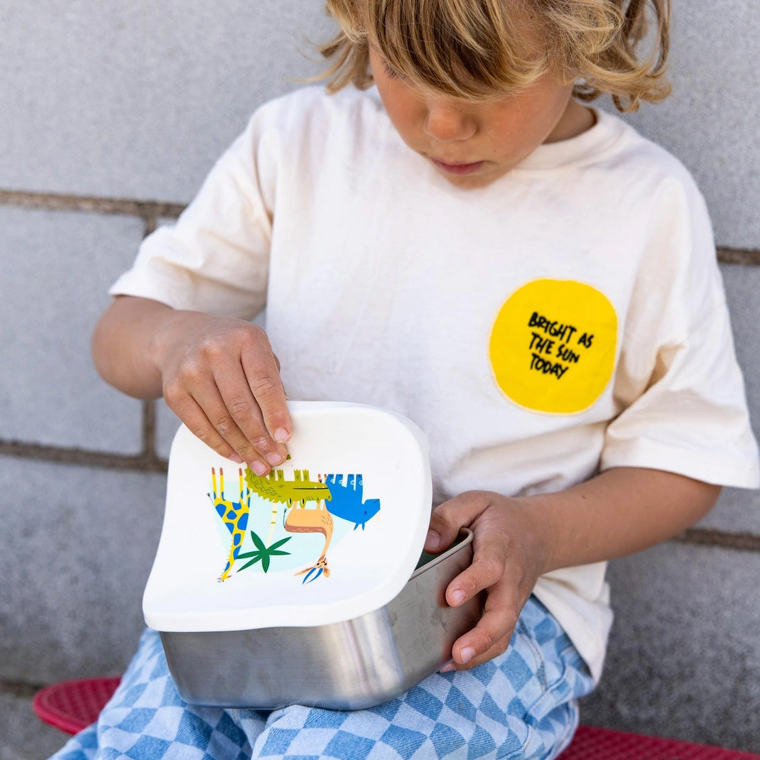 The Cotton Cloud Stainless Steel Lunchbox with Removable Compartments, Croc Rock