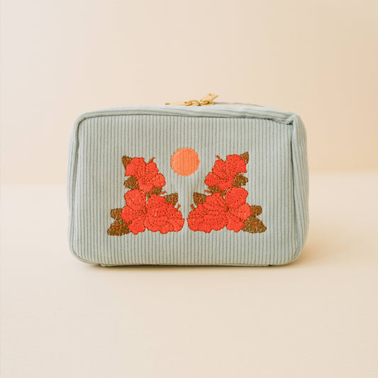 Cai & Jo Corduroy Makeup Bag, Sky Blue