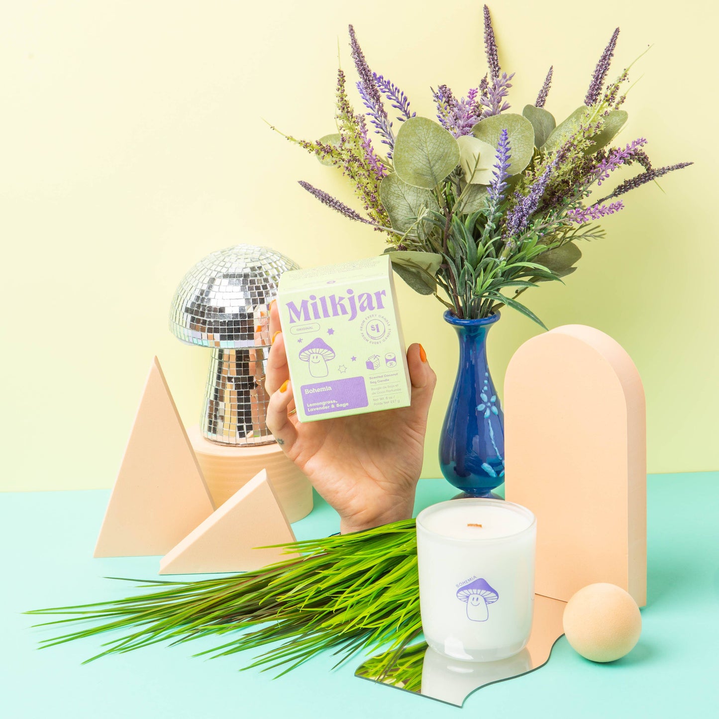 Milk Jar Candle Co. Bohemia - Lemongrass, Lavender & Sage Coconut Soy, 8oz