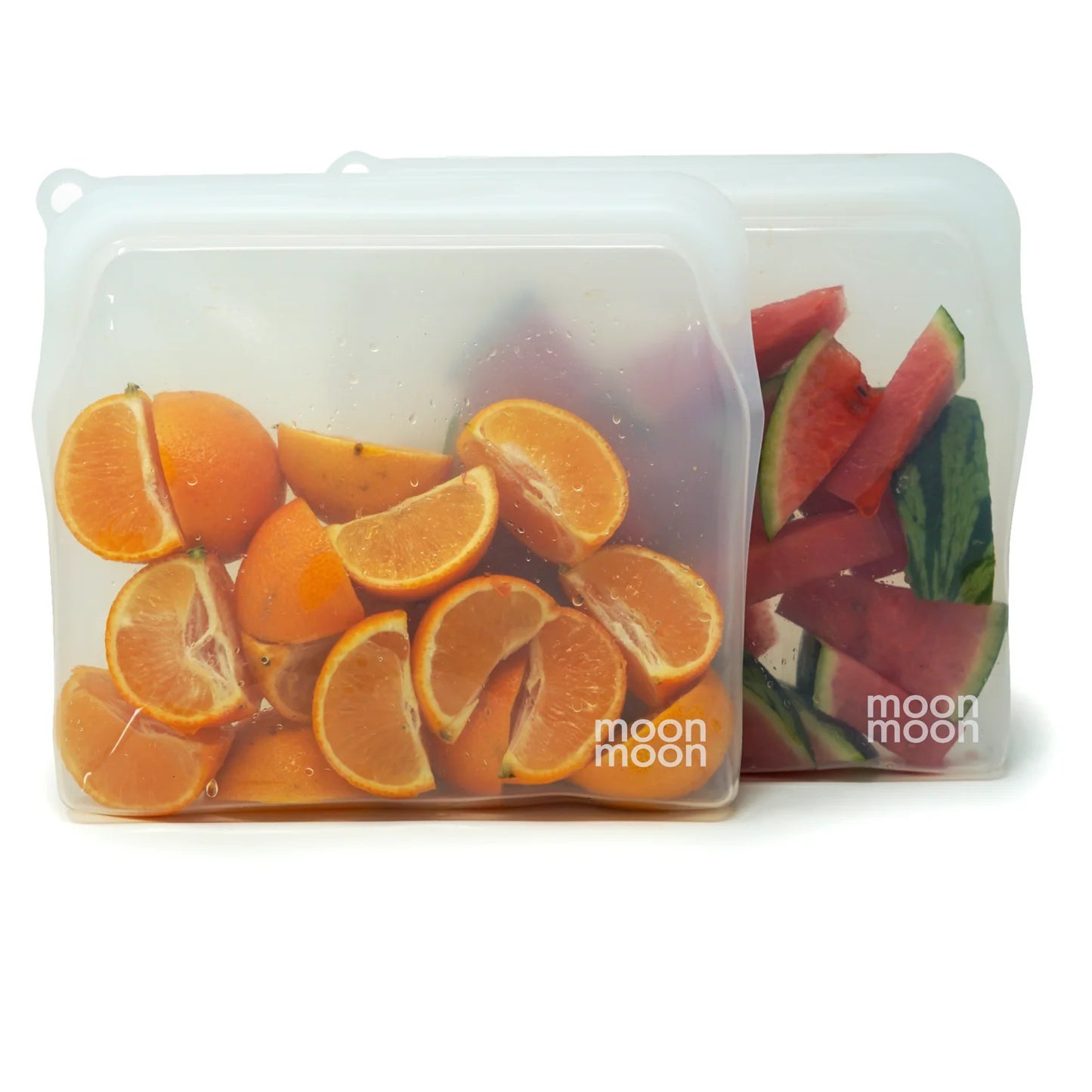 Moonmoon Reusable Silicone Freezer Bags L Slim Pouch 900ml Set of 2, Clear