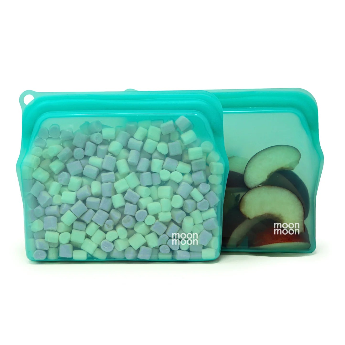 Moonmoon Reusable Silicone Food Bags M Slim Pouch 470ml Set of 2, Turquoise