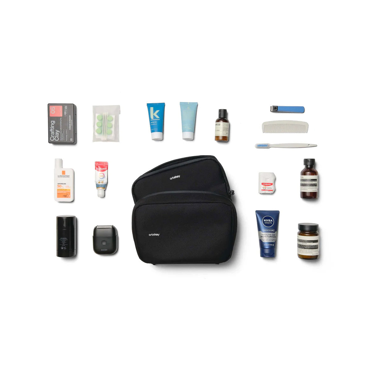 Orbitkey 2-in-1 Toiletry Pouch, Black