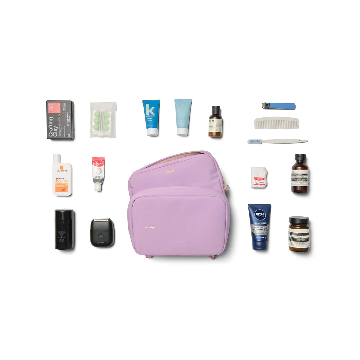 Orbitkey 2-in-1 Toiletry Pouch, Lilac
