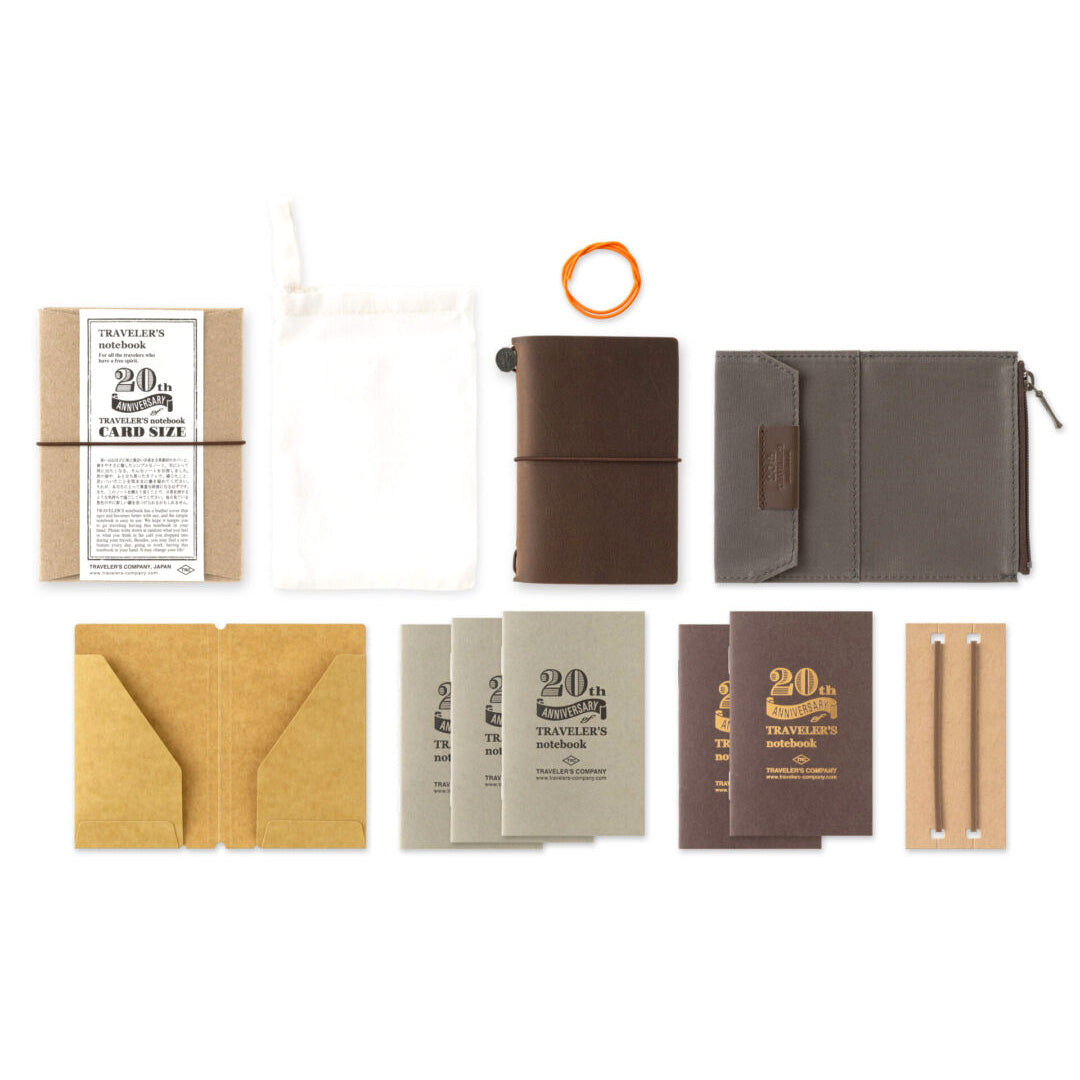 Traveler’s Notebook Card Size 20th Anniversary Set, Brown