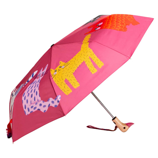 Original Duckhead Compact Umbrella, Fuchsia Arty Cats