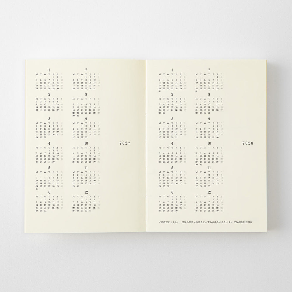 Midori MD Notebook Diary 2027, A7