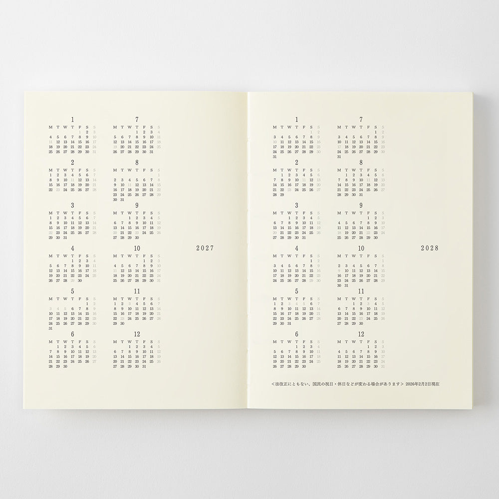 Midori MD Notebook Diary 2027, A6