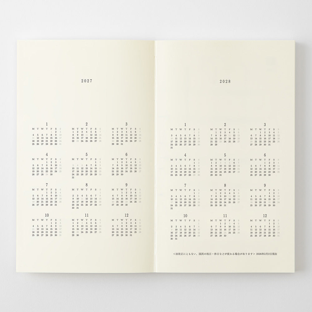 Midori MD Notebook Diary 2027, B6 Slim