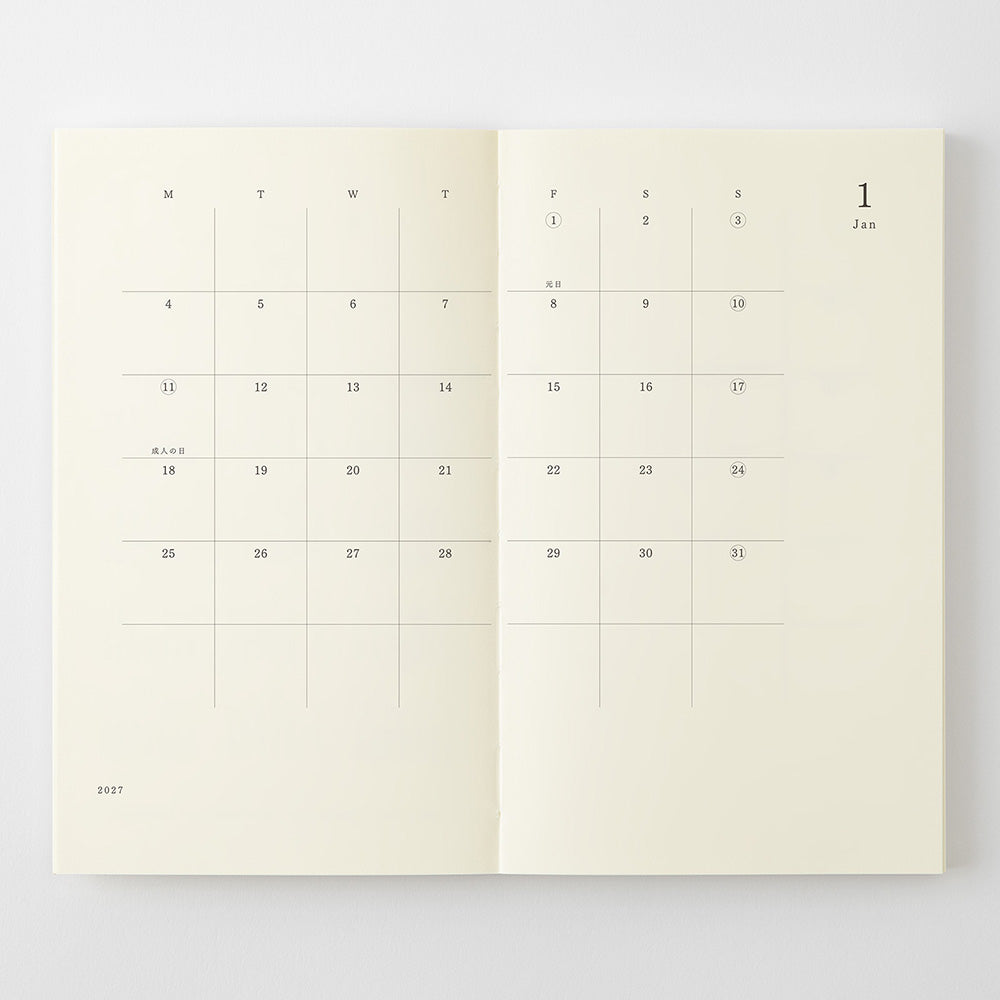 Midori MD Notebook Diary 2027, B6 Slim