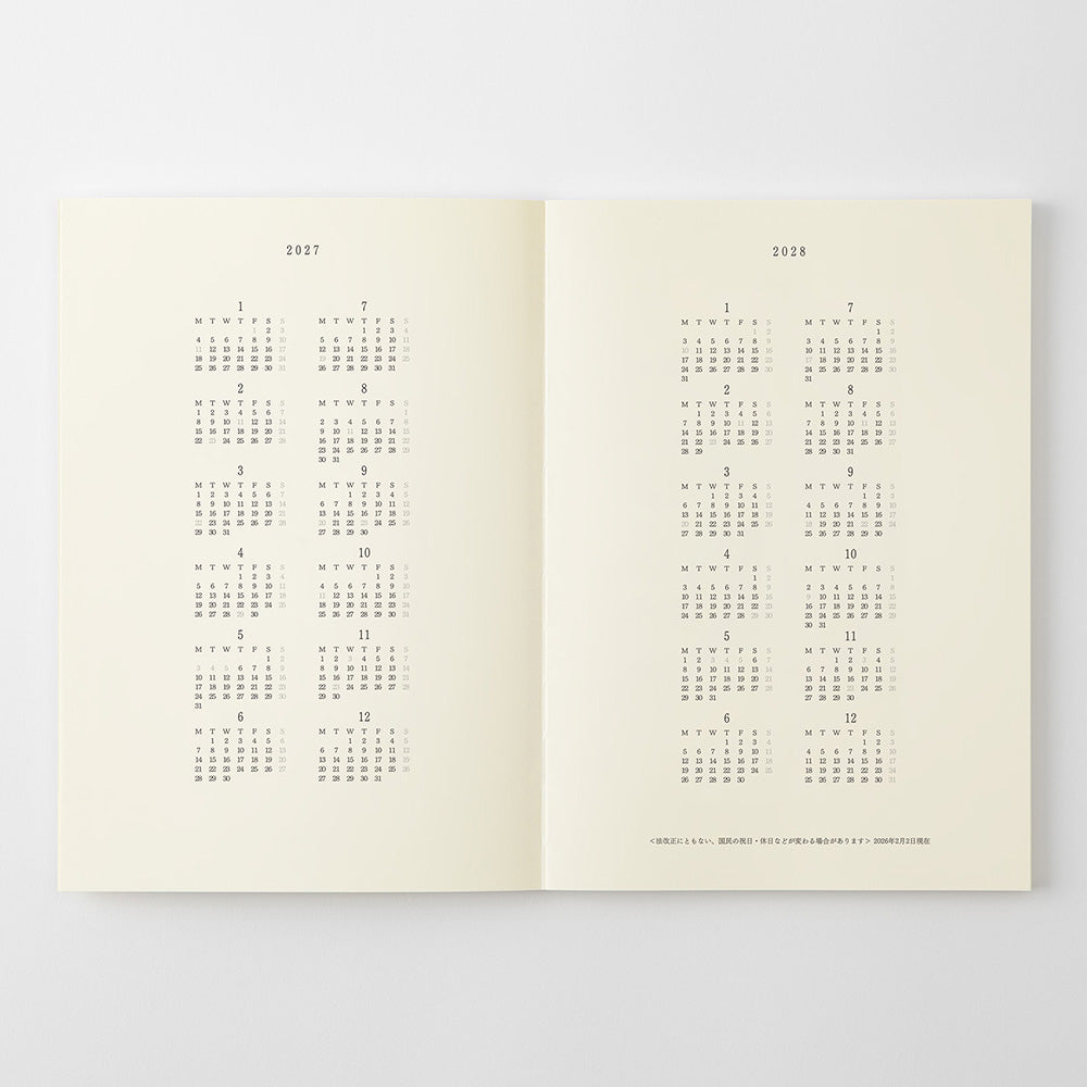 Midori MD Notebook Diary Thin 2027, A5
