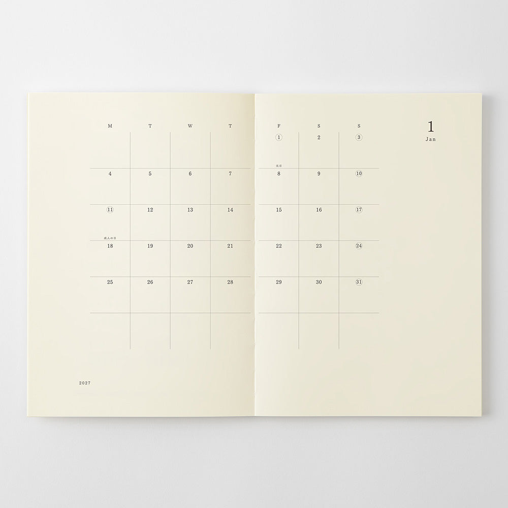 Midori MD Notebook Diary Thin 2027, A5