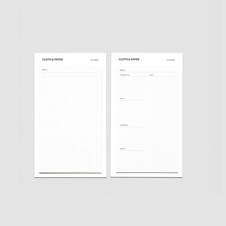 Cloth & Paper Large Sticky Note Set Monthly Overview, CP Petite