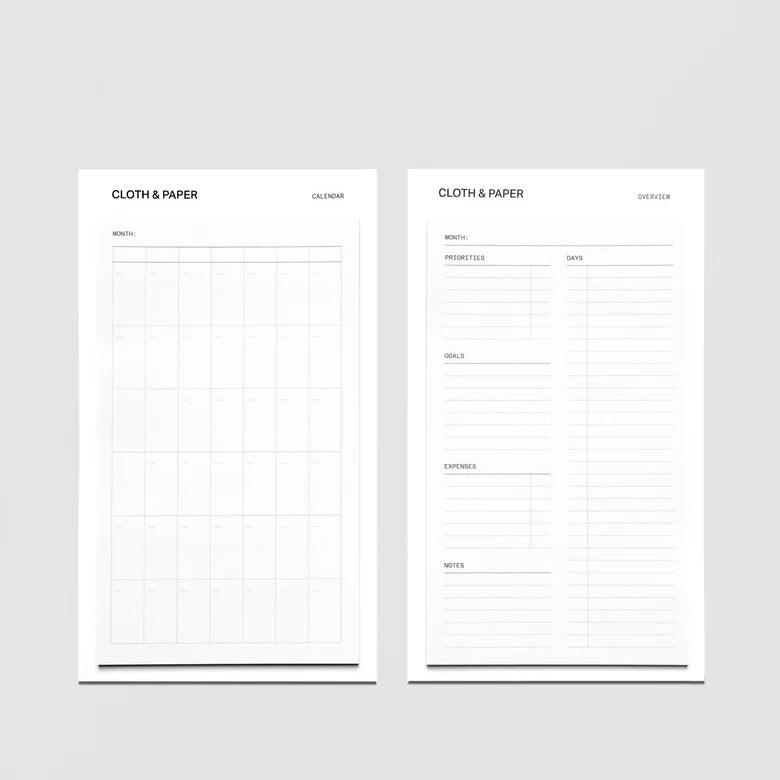Cloth & Paper Large Sticky Note Set Monthly Overview, A5