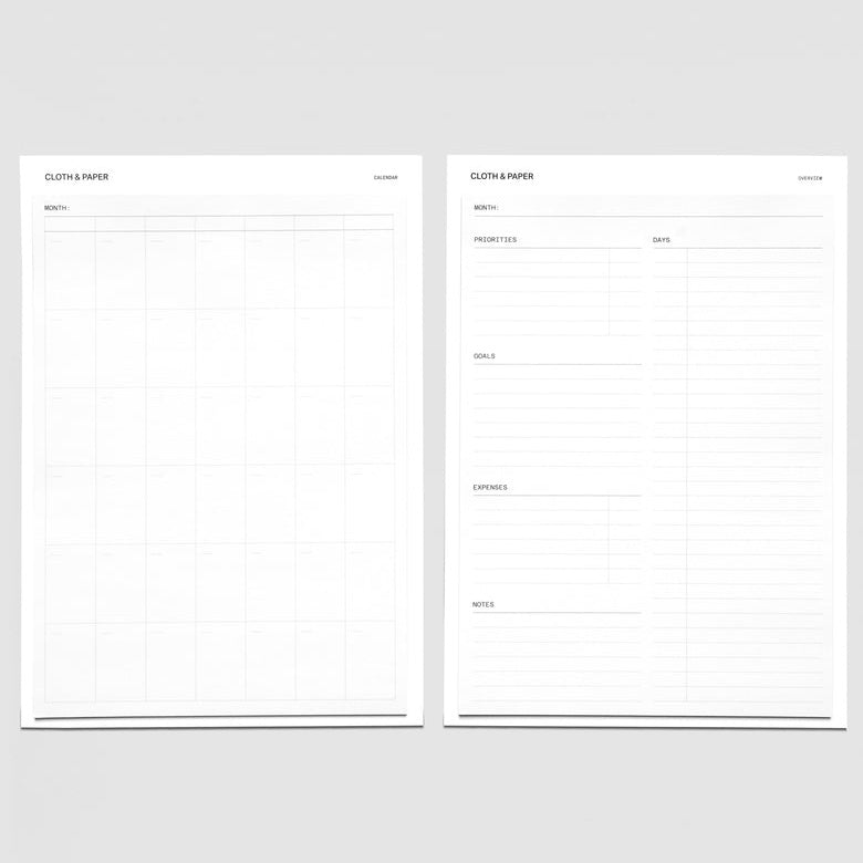 Cloth & Paper Large Sticky Note Set Monthly Overview, HP Classic