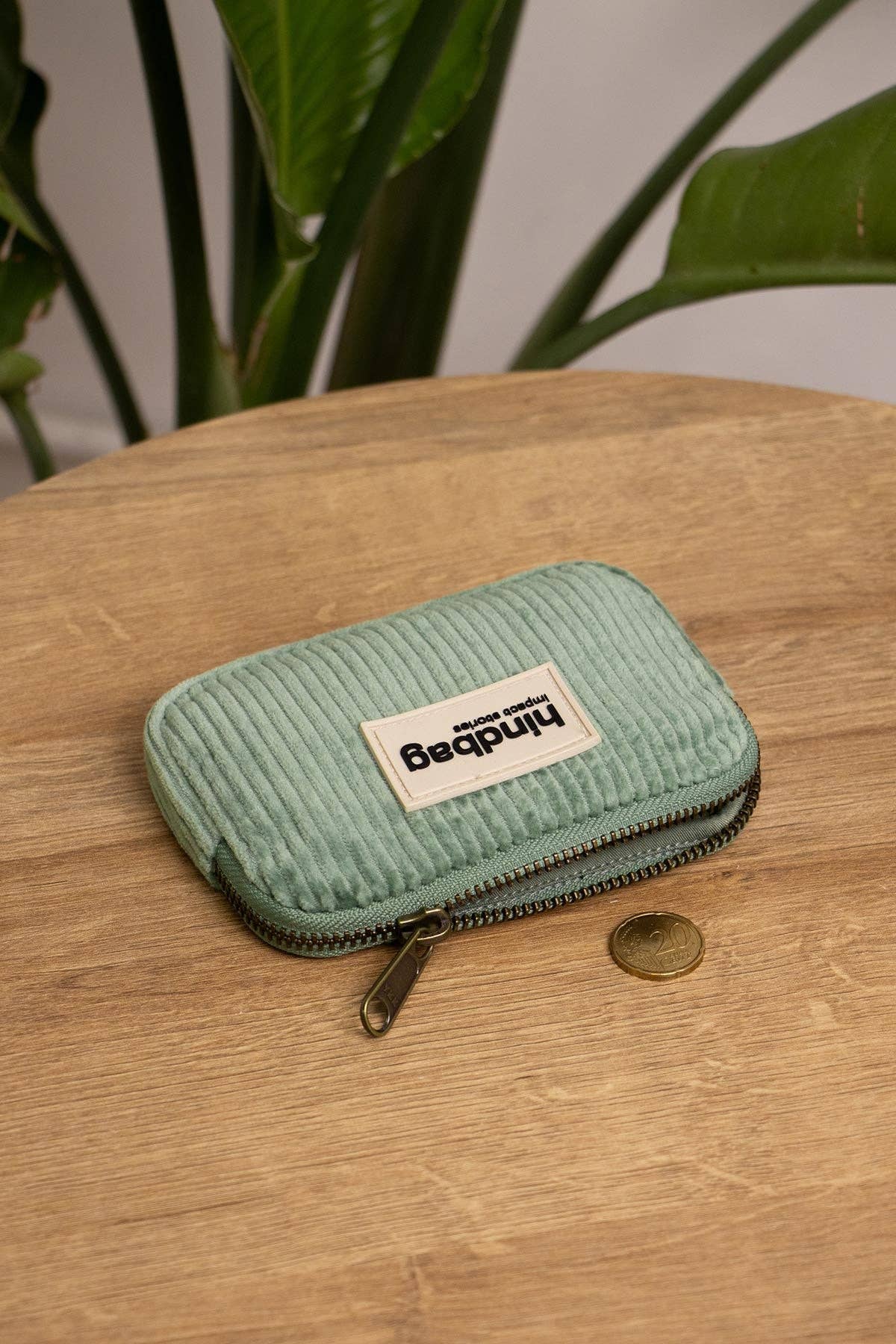 Hindbag Lili Corduroy Coin Purse, Mint Green