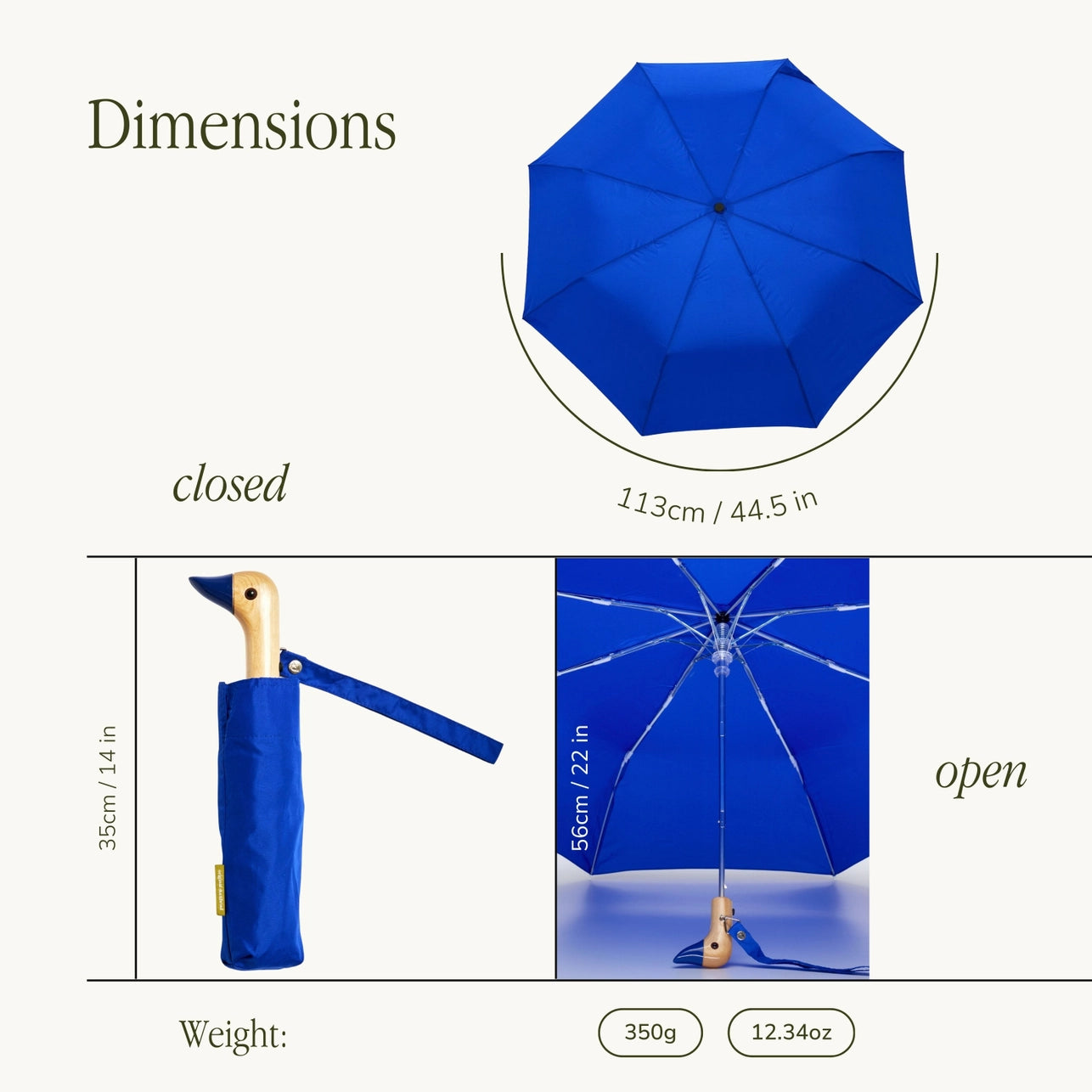 Original Duckhead Compact Umbrella, Royal Blue