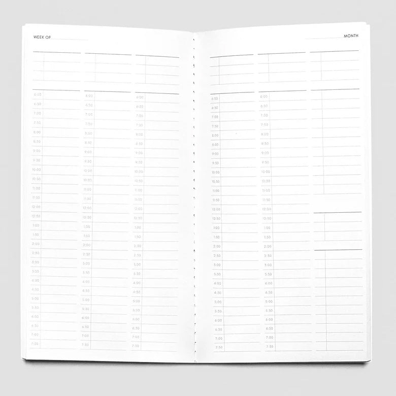 Cloth & Paper Travel Notebook A5 Slim, 30 Minute Time Block Bordeaux