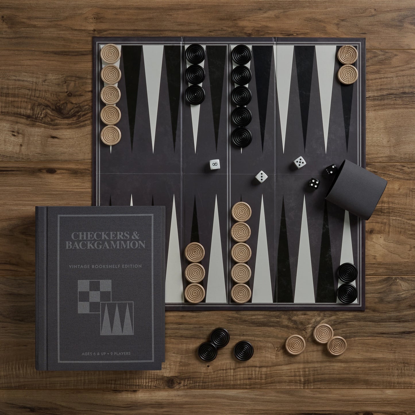 WS Game Company Vintage Bookshelf Edition, Checkers & Backgammon