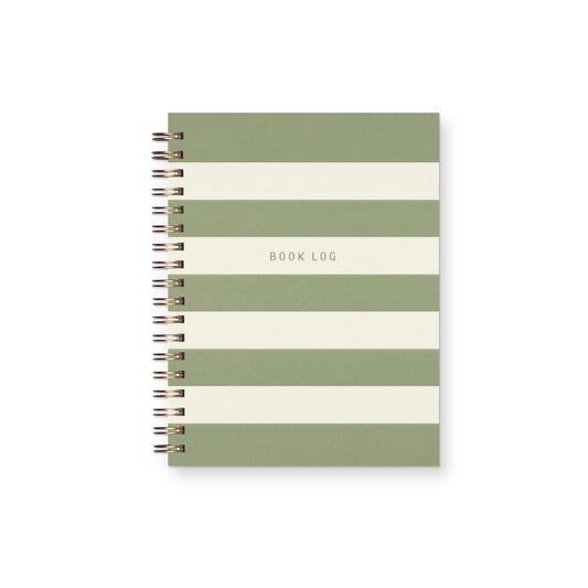 Ruff House Print Shop Striped Book Log Journal, Aloe