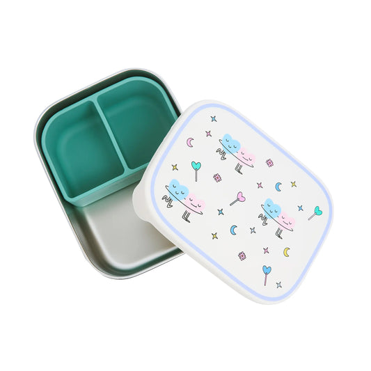The Cotton Cloud Stainless Steel Lunchbox with Removable Compartments, Dancing Hearts