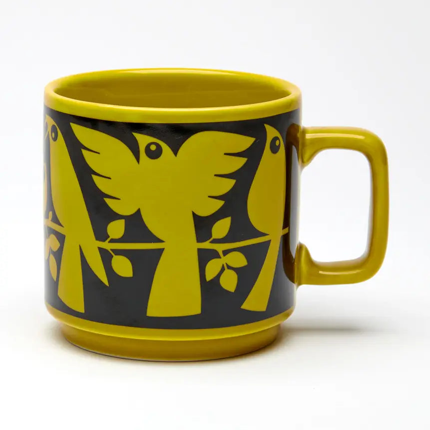 Magpie x Hornsea Mug, Birds Chartreuse