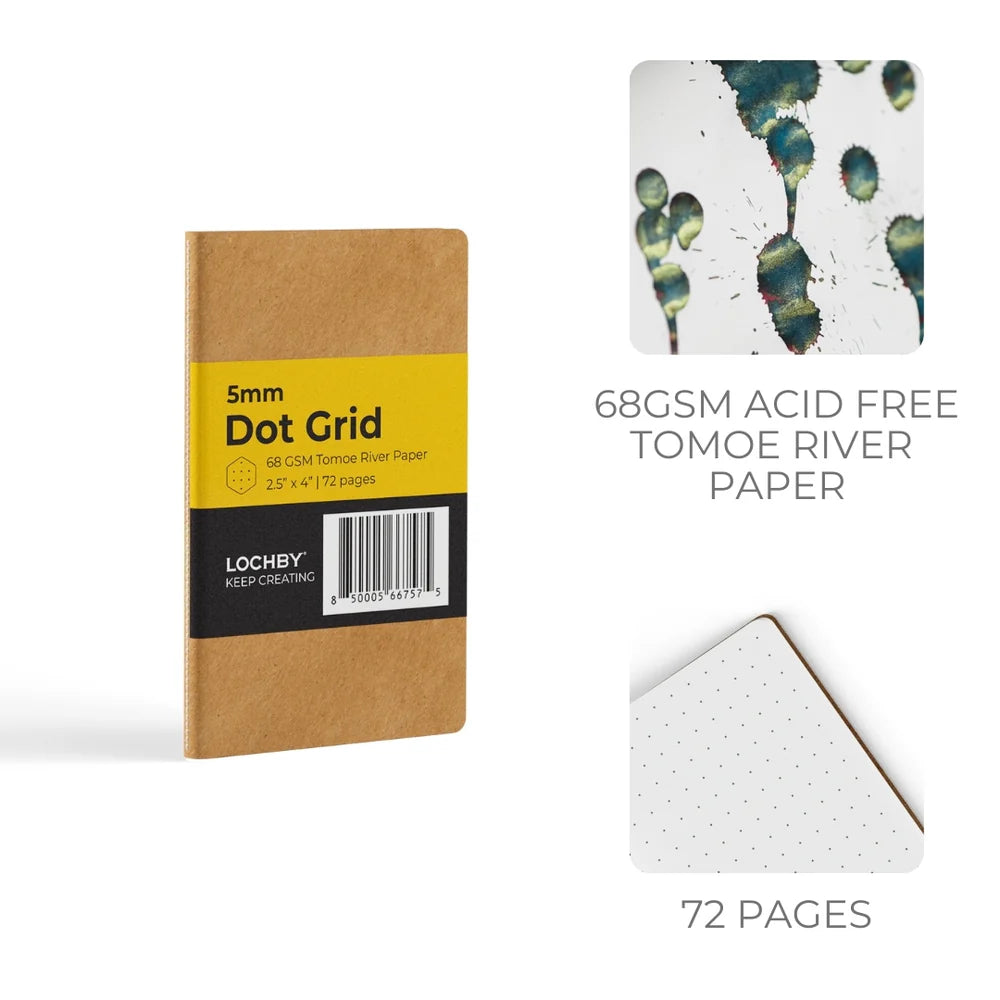 Lochby Tomoe River Notebooks A7 (Pack of 4), Dot Grid