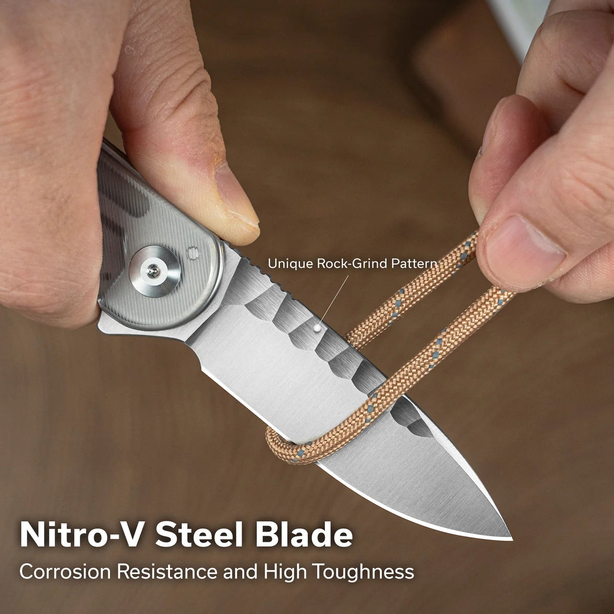 Civivi Elementum, Polished Clear Lexan / Satin Finished With Rock-Grind Pattern