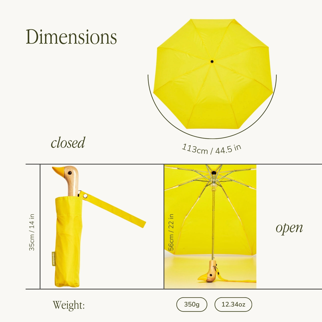 Original Duckhead Compact Umbrella, Yellow
