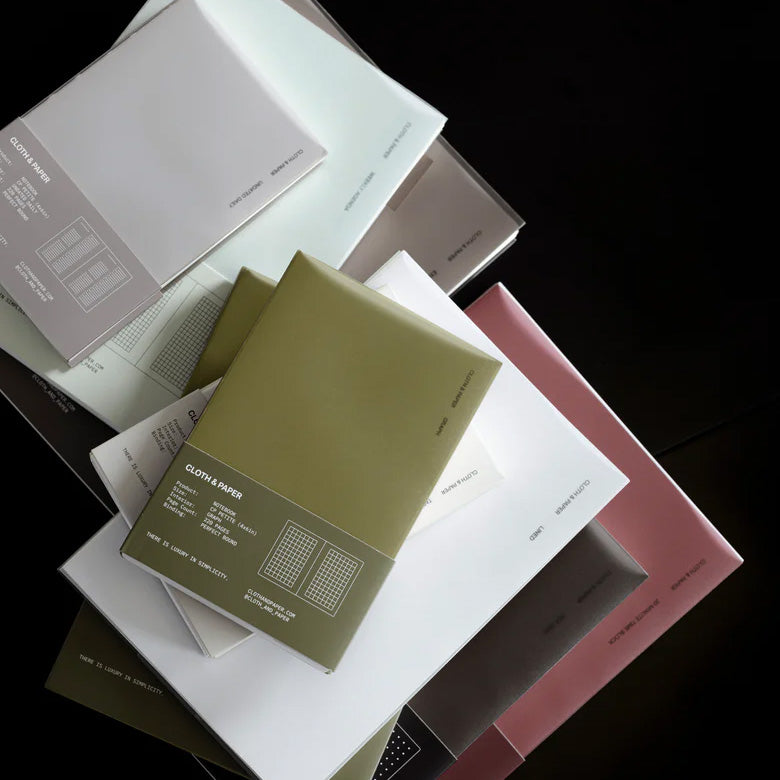 Cloth & Paper Perfect Bound Notebook CP Petite, Graph Olive