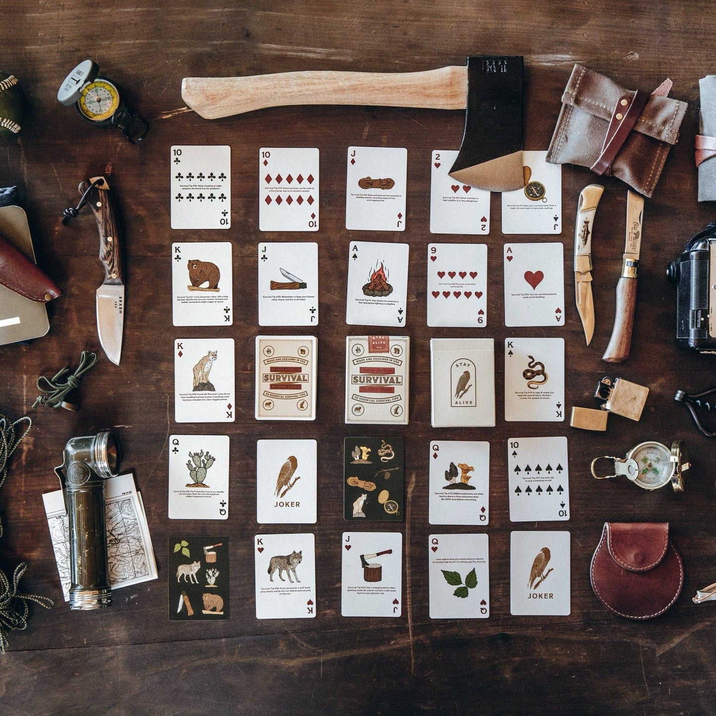 Bradley Mountain Survival Playing Cards, Cream