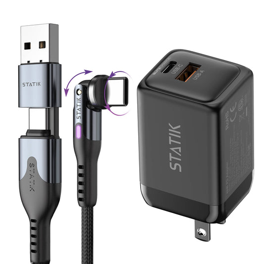 Statik® PowerPivot 45W Charging Kit USB C Cable 2 m, Black
