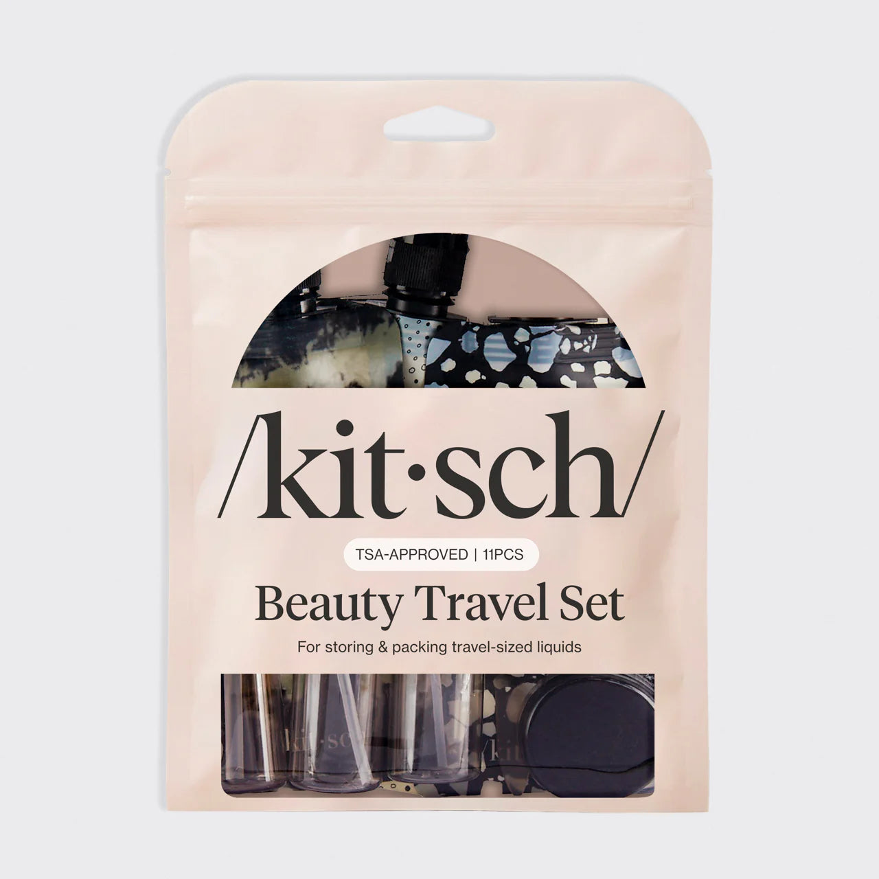 KITSCH Refillable Ultimate Travel 11pc Set, Black & Ivory