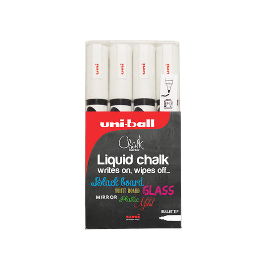Uni Chalk Marker PWE-5M Medium White (4-pakk)