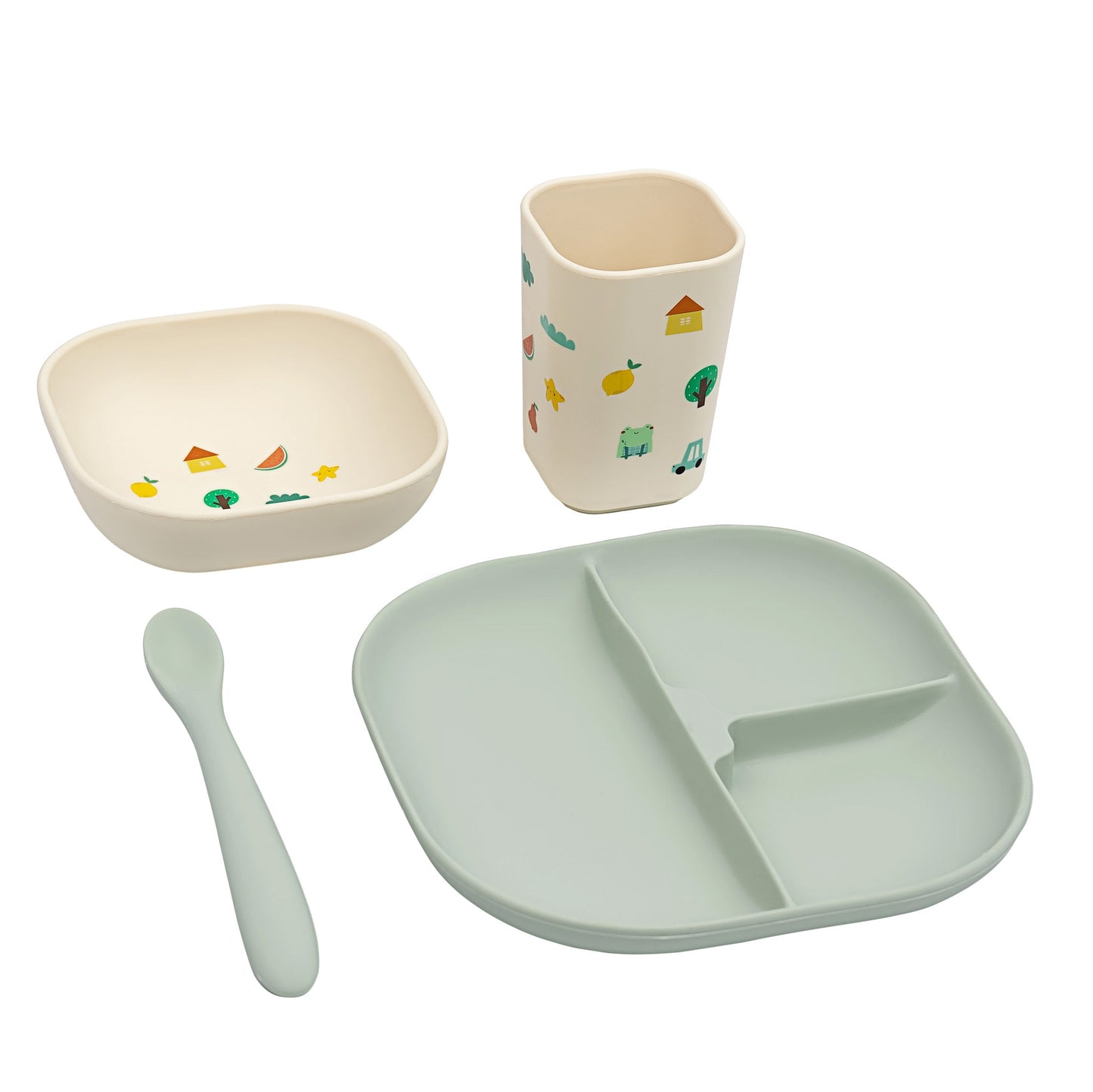 The Cotton Cloud Silicone Tableware Set, Tiny Bits Wasabi