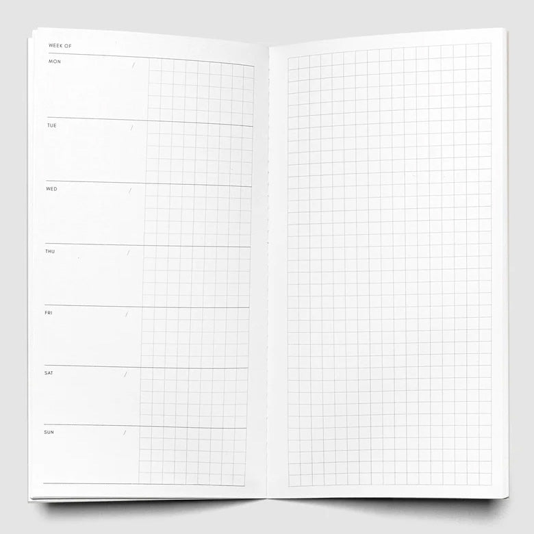 Cloth & Paper Travel Notebook A5 Slim, Weekly Graph Matcha