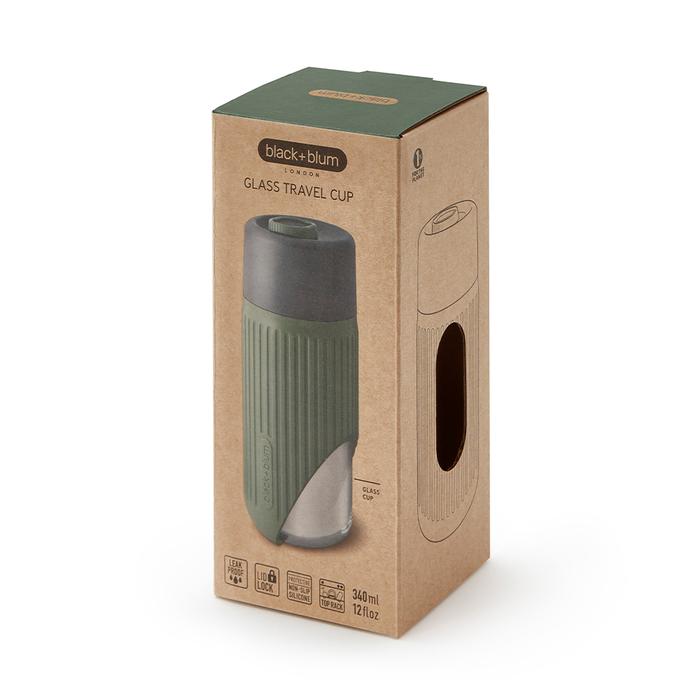 Black + Blum Glass Travel Cup, Olive