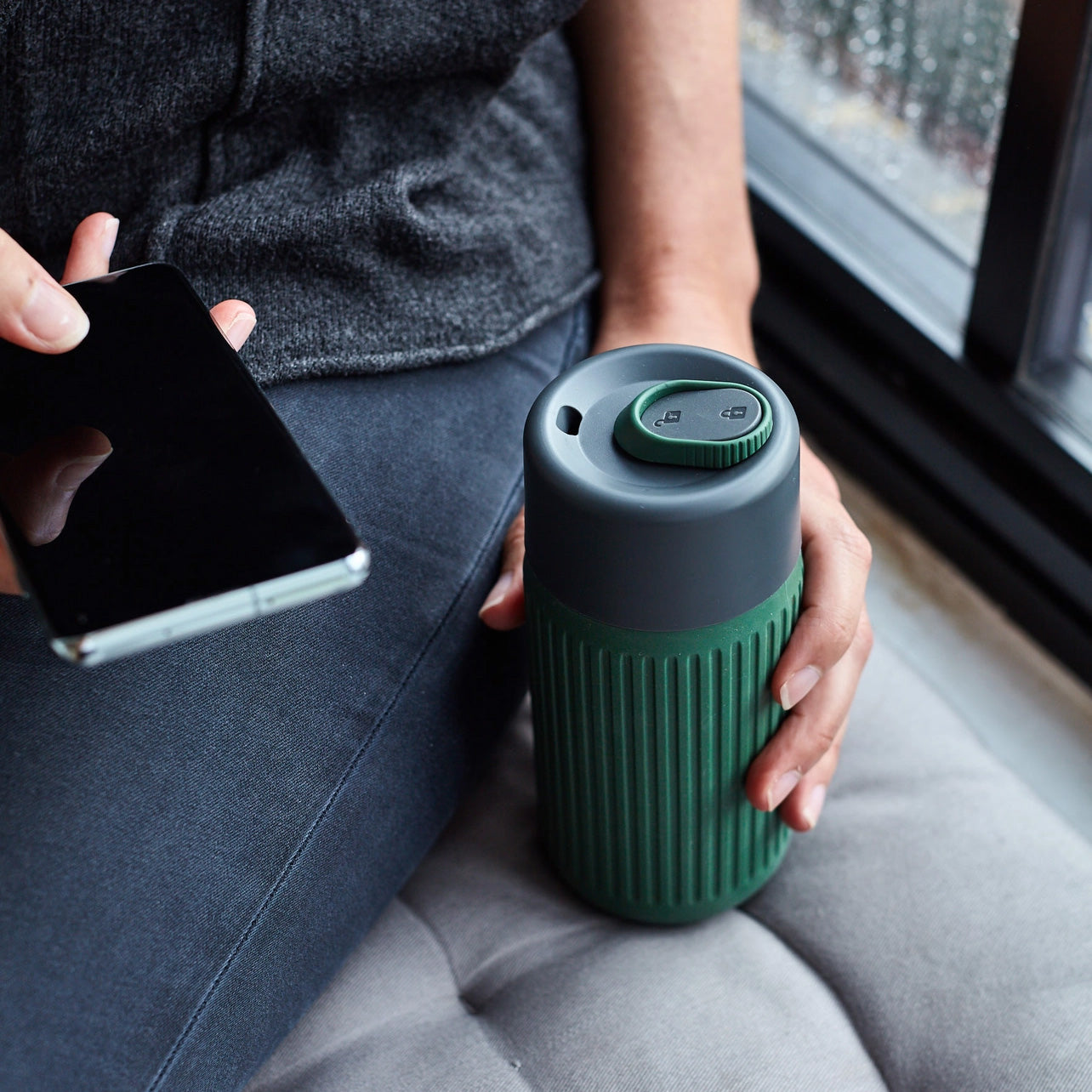 Black + Blum Glass Travel Cup, Olive