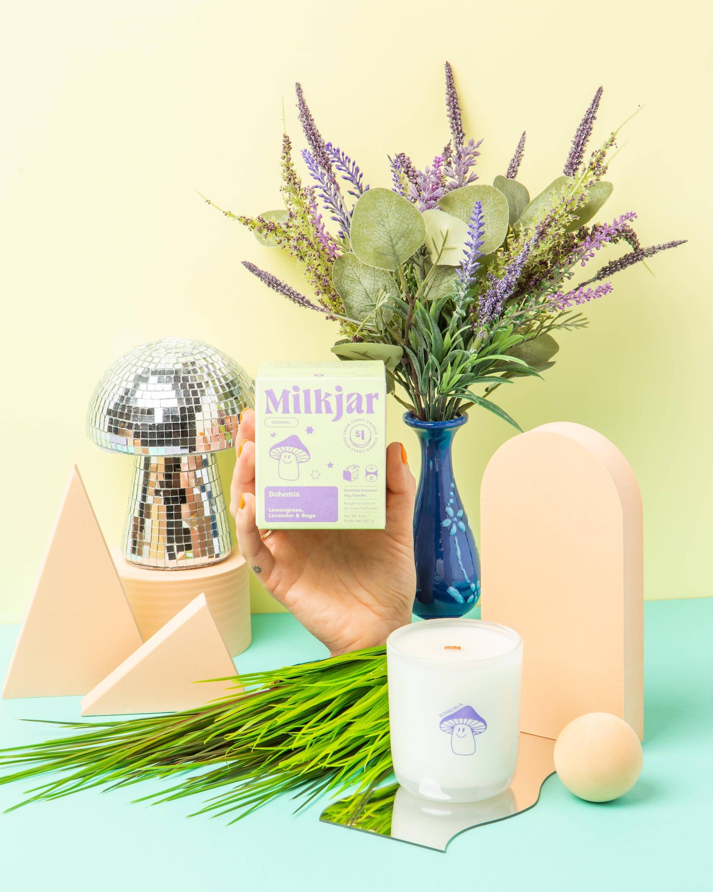 Milk Jar Candle Co. Bohemia - Lemongrass, Lavender & Sage Coconut Soy, 8oz