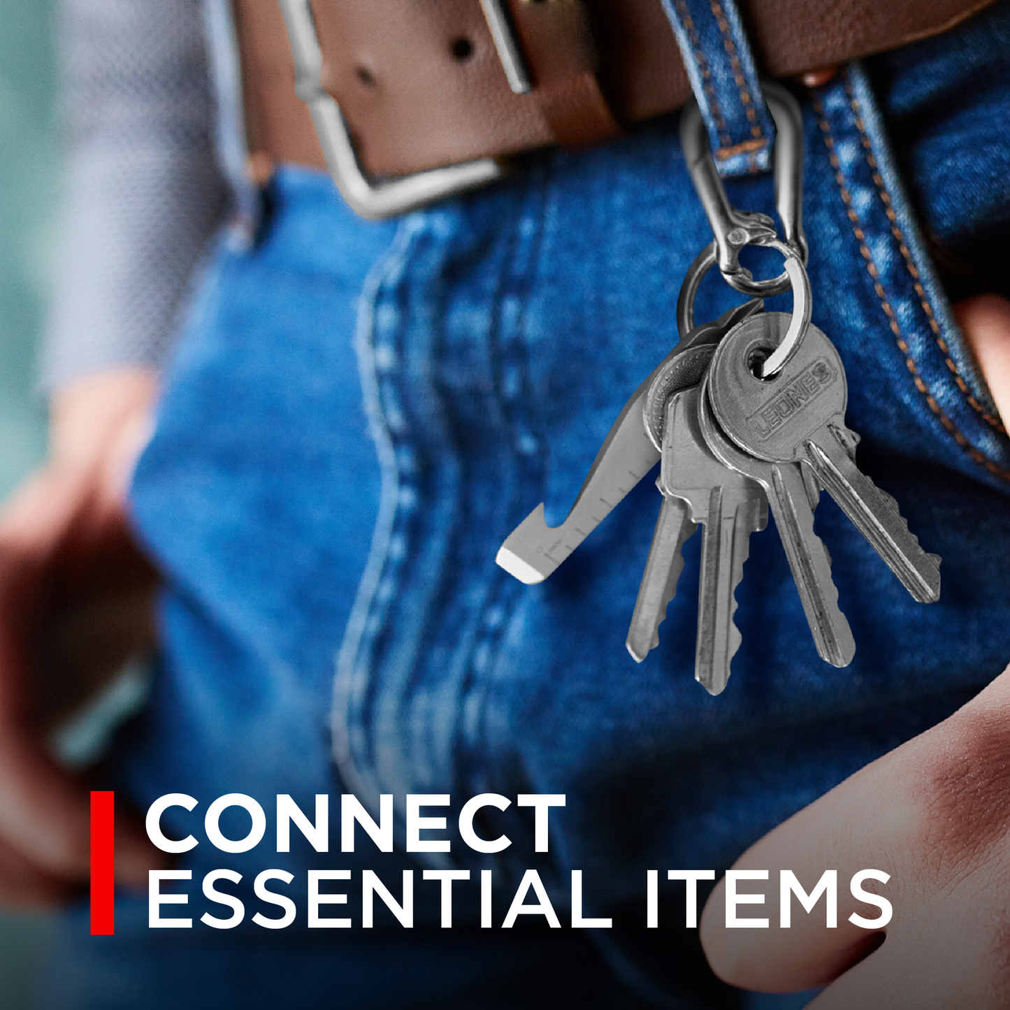 KeySmart® KeyClip Secure Carabiner Clip, Stainless Steel