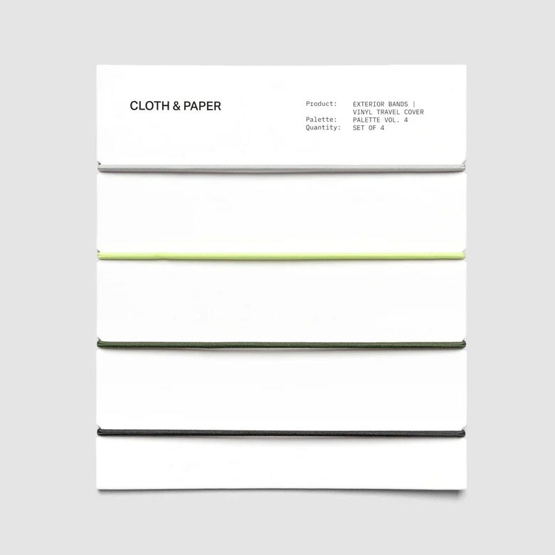Cloth & Paper Exterior Bands Vinyl Travel Cover, Ash, Lisbon, Nori, & Avant Garde