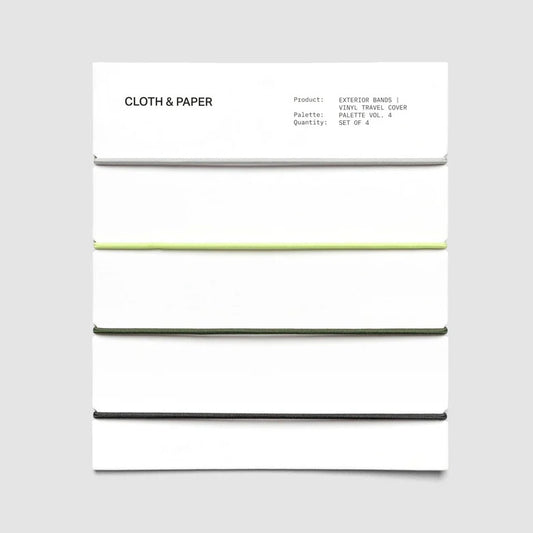 Cloth & Paper Exterior Bands Vinyl Travel Cover, Ash, Lisbon, Nori, & Avant Garde